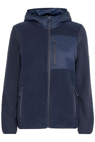 NORTH BEND NBMattea Damen Fleecejacke Jacke Übergangsjacke Outdoor atmungsaktiv wärmend mit Kapuze Reißverschlusstaschen elastische Ärmelbündchen, Größe:40, Farbe:Navy Blazer (2048) von NORTH BEND