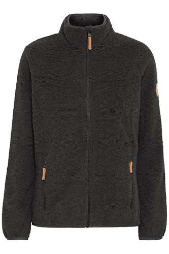 NORTH BEND NBStine Damen Fleecejacke Jacke Übergangsjacke Outdoor weich warm bequem atmungsaktiv wärmend Kinnschutz elastische Ärmelbündchen elastischer Saum, Größe:44, Farbe:Black Melange (1111) von NORTH BEND