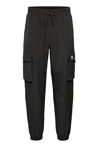 NORTH BEND NBToni Herren Cargohose Hose Outdoorhose Winddicht wärmend atmungsaktiv Cargotaschen Reißverschlusstaschen Kordelzug elastischer Bund, Größe:XL, Farbe:Black (1001) von NORTH BEND