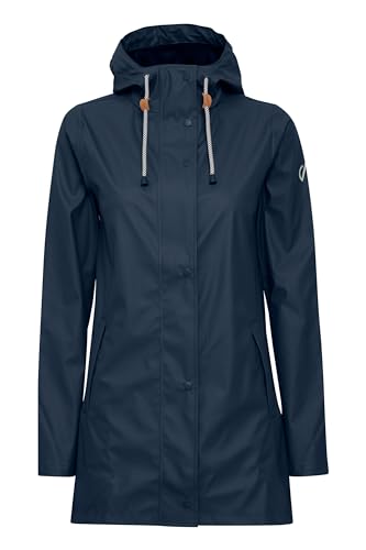 NORTH BEND NBTora Damen Regenjacke winddicht wasserdicht atmungsaktiv Outdoorjacke mit Kapuze Wassersäule 5000mm W-PRO Wetterschutzsystem, Größe:44, Farbe:Navy Blazer (2048) von NORTH BEND