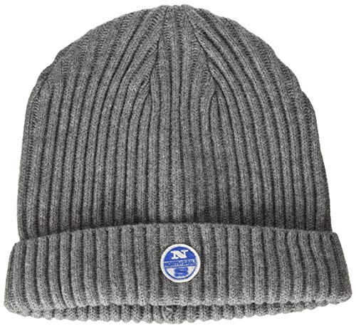 NORTH SAILS Herren Beanie in Mittelgrau Melange Wolle Baumwollmischung Mit aufgedrehter Krempe - Schutz Bei Kaltem Wetter - Eine Größe von NORTH SAILS