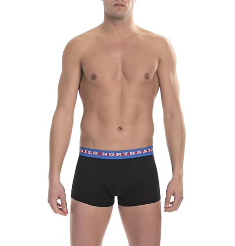 NORTH SAILS Boxer (2er-Pack) – Herren – Stretch-Baumwolle (Schwarz (Elastisch Zweifarbig) L) von NORTH SAILS