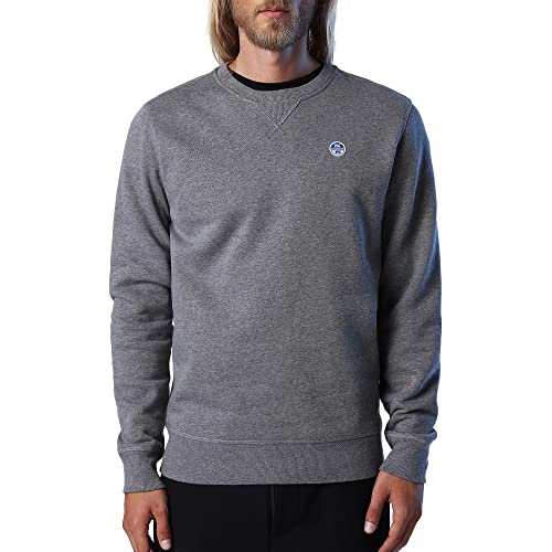 NORTH SAILS Herren Crewneck W/Logo Sweatshirt, Medium Grey Melange, S von NORTH SAILS