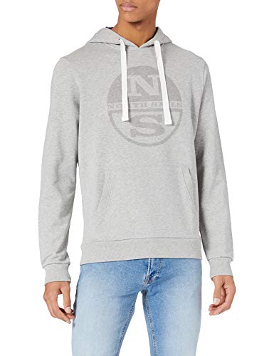 NORTH SAILS Herren Hoodie in Grau - 100% Bio-Baumwolle - Entspannte Passform - Lange Ärmel mit Geräumiger Känguru-Tasche und Gerippten Verzierungen - S von NORTH SAILS