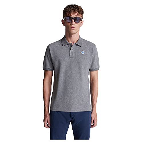 NORTH SAILS Herren SS Polo W/Logo Polohemd, Medium Grey Melange, XXL von NORTH SAILS