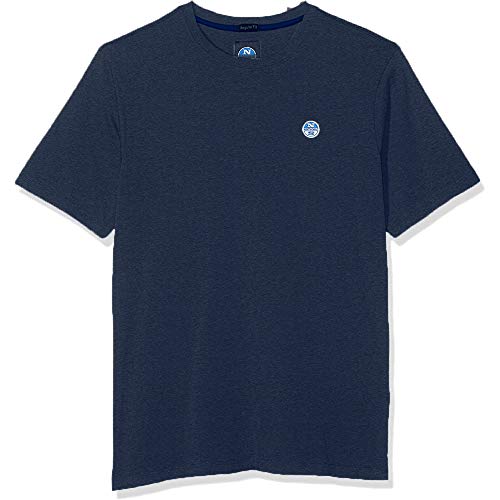 NORTH SAILS Herren-T-Shirt aus 100 % Baumwolle, kurzärmelig, mit Rundhalsausschnitt und Logo Aufnäher, Tops, 692580_000_0802_S, Blau, 692580_000_0802_S Small von NORTH SAILS