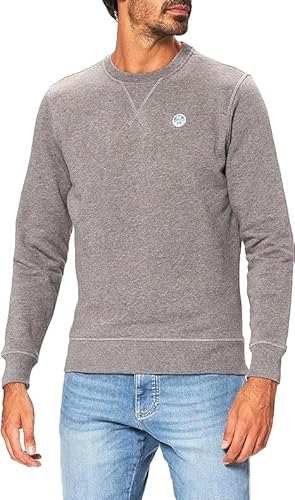 NORTH SAILS Runder Hals-Sweatshirt mit Logo für Herren, Medium Grey Melange, XXXXL von NORTH SAILS