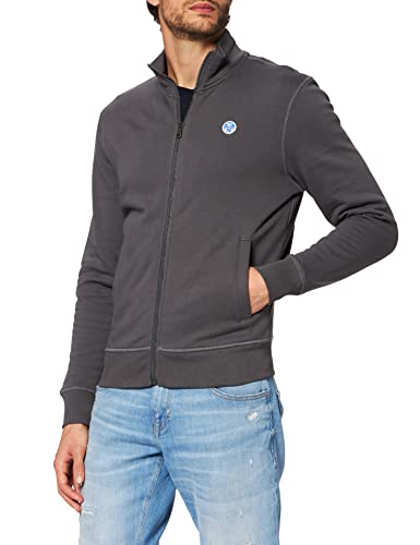 North Sails Herren Full Zip W/Logo Sweatshirt, Asphalt, X-Large von NORTH SAILS