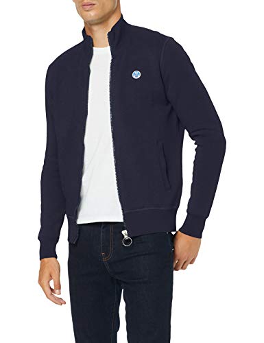 North Sails Herren Full Zip W/Logo Sweatshirt, Blue Navy, Small von NORTH SAILS