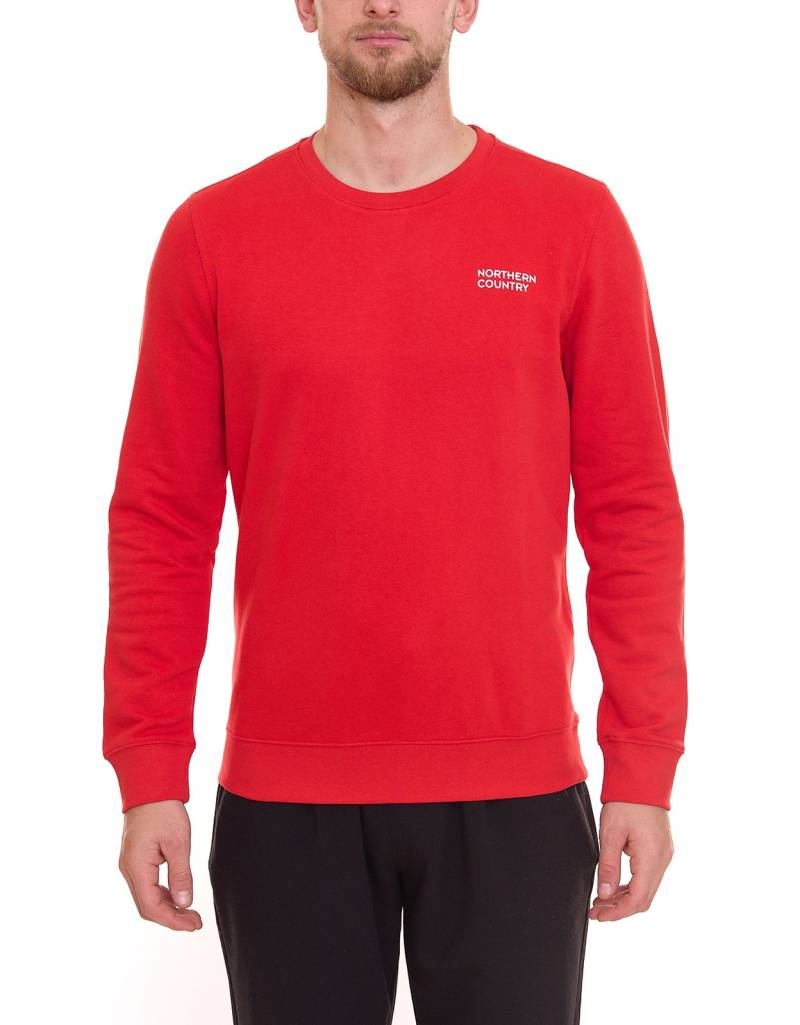 NORTHERN COUNTRY Herren Pullover mit Markenprint auf Brust Baumwoll-Sweater Langarm-Shirt 00009468 Rot von NORTHERN COUNTRY