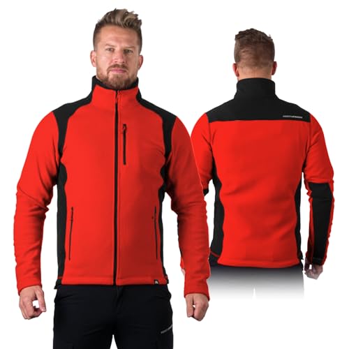 NORTHFINDER Fleece Pullover Herren MISSION | Warme Fleecejacke Herren mit einer Material verwendeten Antipilling- Technologie | Perfekt geeignet als Arbeitspullover herren (flamered L) von NORTHFINDER