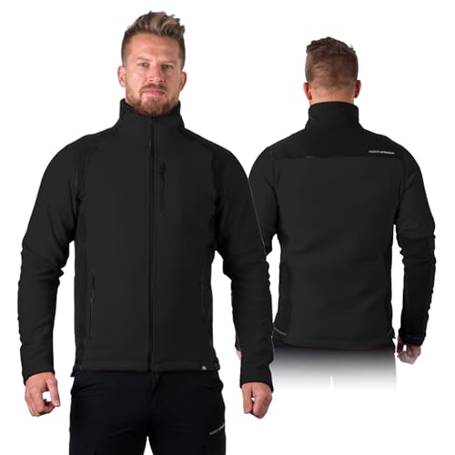 NORTHFINDER Fleece Pullover Herren Mission | Warme Fleecejacke Herren mit Einer Material verwendeten Antipilling- Technologie | Perfekt geeignet als Arbeitspullover Herren (Black L) von NORTHFINDER