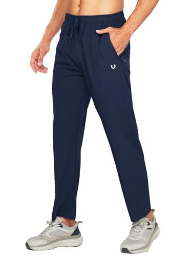 NORTHYARD Jogginghose Herren Trainingshose Herren Lang Leichte Schnelltrocknend Sporthose Polyester Hose für Fitness Freizeit Sport mit Reißverschlusstaschen Navyblau L von NORTHYARD