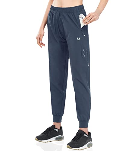 NORTHYARD Jogginghose Damen Leichte Schnelltrocknend Trainingshose Stretch Fitness Sporthose Lang Wasserdicht Wanderhose mit Reißverschlusstaschen Coolgrey XXL von NORTHYARD