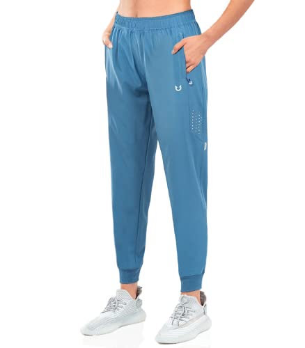 NORTHYARD Jogginghose Damen Leichte Schnelltrocknend Trainingshose Stretch Fitness Sporthose Lang Wasserdicht Wanderhose mit Reißverschlusstaschen Greyblue L von NORTHYARD