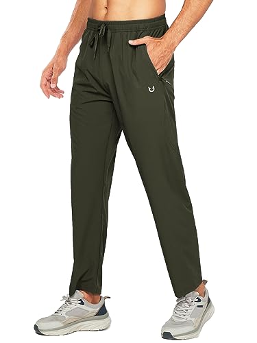 NORTHYARD Jogginghose Herren Sporthose Herren Lang Leichte Schnelltrocknend Trainingshose Freizeithose Laufhose für Fitness Sport mit Reißverschlusstaschen ArmyGreen L von NORTHYARD