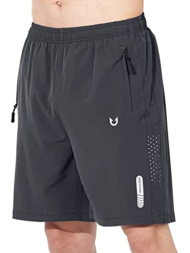 NORTHYARD Shorts Herren Sporthose Herren Kurz Leicht Sport Shorts Schnelltrockende Kurze Hosen Badehose Laufhose Trainingshose Kurz mit Reißverschlusstasche, Dunkel Grau L von NORTHYARD