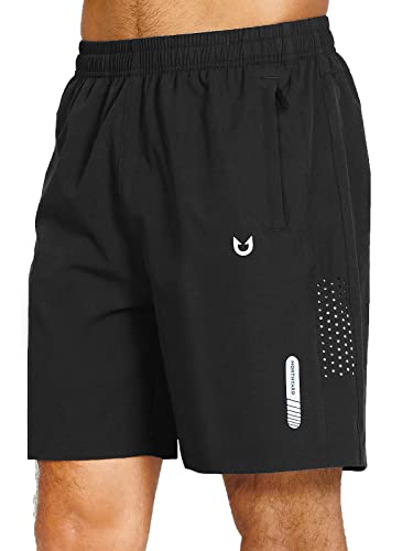 NORTHYARD Shorts Herren Sporthose Herren Kurz Leicht Sport Shorts Schnelltrockende Kurze Hosen Badehose Laufhose Trainingshose Kurz mit Reißverschlusstasche, Schwarz S von NORTHYARD