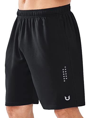 NORTHYARD Sport Shorts Herren Leichte Mesh Sporthose Kurz Schnelltrockende Kurze Hosen Laufhose mit Reißverschlusstasche für Basketball Training Fitness, Schwarz, 3XL von NORTHYARD