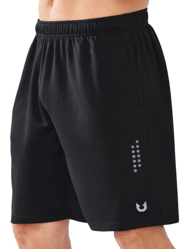 NORTHYARD Sport Shorts Herren Leichte Mesh Sporthose Kurz Schnelltrockende Kurze Hosen Laufhose mit Reißverschlusstasche für Basketball Training Fitness, Schwarz, XXL von NORTHYARD