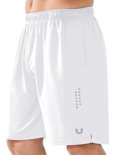 NORTHYARD Sport Shorts Herren Leichte Mesh Sporthose Kurz Schnelltrockende Kurze Hosen Laufhose mit Reißverschlusstasche für Basketball Tennis Fitness, Weiß, 3XL von NORTHYARD