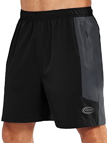 NORTHYARD Sporthose Herren Kurz Sport Shorts Schnelltrocknende Kurze Hosen mit Reißverschlusstasche Leicht Badehose Laufhose Trainingshose für Fitness Basketball, Schwarz M von NORTHYARD