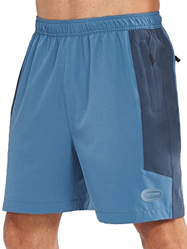 NORTHYARD Sporthose Herren Kurz Sport Shorts Schnelltrocknende Kurze Hosen mit Reißverschlusstasche Leicht Badehose Laufhose Trainingshose für Fitness Basketball, Graublau L von NORTHYARD