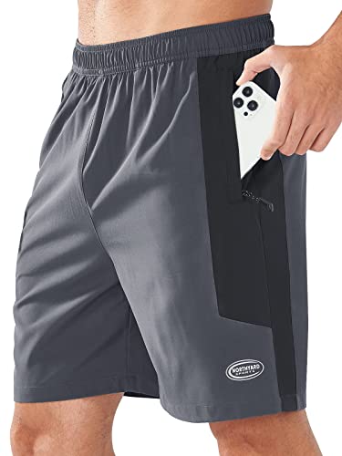 NORTHYARD Sporthose Herren Kurz Sport Shorts Schnelltrocknende Kurze Hosen mit Reißverschlusstasche Leicht Badehose Laufhose Trainingshose für Fitness Basketball, Anthrazitgrau 3XL von NORTHYARD