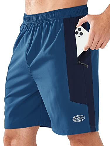 NORTHYARD Sporthose Herren Kurz Sport Shorts Schnelltrocknende Kurze Hosen mit Reißverschlusstasche Leicht Badehose Laufhose Trainingshose für Fitness Basketball, Meeresblau XL von NORTHYARD