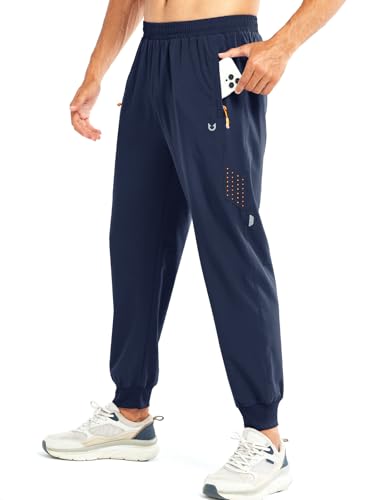 NORTHYARD Sporthose Herren Lang Trainingshose Leichte Atmungsaktiv Polyester Jogginghose Outdoor Fitness Hose mit Reißverschlusstaschen Navyblau XXL von NORTHYARD