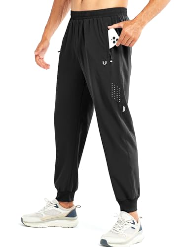 NORTHYARD Sporthose Herren Lang Trainingshose Leichte Atmungsaktiv Polyester Jogginghose Outdoor Fitness Hose mit Reißverschlusstaschen Schwarz XXL von NORTHYARD