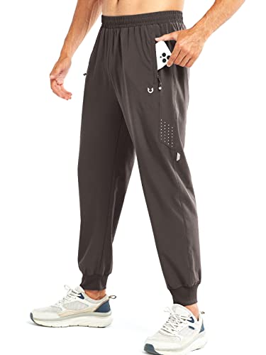 NORTHYARD Trainingshose Herren Atmungsaktive Jogginghose Reißverschlusstaschen Sporthose Herren Lange Leicht schnelltrocknend Wanderhose mit Elastischer Taille Dunkelgrau L von NORTHYARD