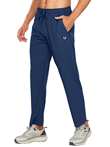 NORTHYARD Jogginghose Herren Leicht Schnelltrocknend Sporthose Hosen Reißverschlusstaschen Offen Beinabschluss Wanderhose für Fitness Gym Sport Darkblue L von NORTHYARD