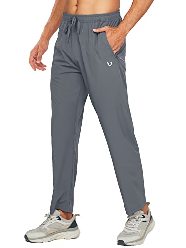 NORTHYARD Jogginghose Herren Trainingshose Herren Lang Leichte Schnelltrocknend Sporthose Polyester Hose für Fitness Freizeit Sport mit Reißverschlusstaschen Smokegrey XXL von NORTHYARD