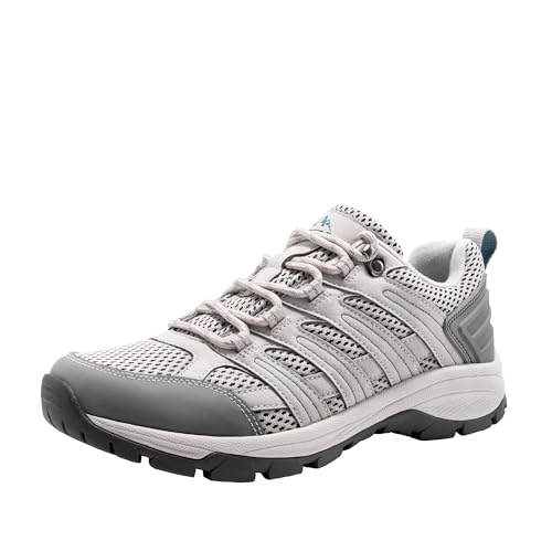 NORTIV 8 Damen Wanderschuhe rutschfest Outdoorschuhe Trekkingschuhe Atmungsaktiv Hiking Wanderhalbschuhe Wander Schuhe,Size 37,Hellgrau-Pu,SNHS222W von NORTIV 8