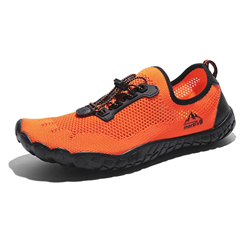 NORTIV 8 Herren Barfußschuhe Wasserschuhe Aquaschuhe Schnell Trocknende Traillaufschuhe Wassersportschuhe Strandschuhe Badeschuhe Schwimmschuhe Sommer Surfschuhe ORANGE SNWS223M-E Größe 44 (EUR) von NORTIV 8