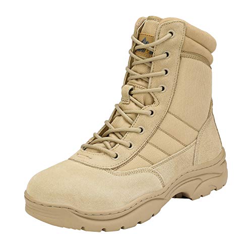 NORTIV 8 Herren Militär Einsatzstiefel Security Tactical Boot Zipper Stiefel Kampfstiefel Springerstiefel Schuhe Sand TROOPER Größe 42EU/9US von NORTIV 8