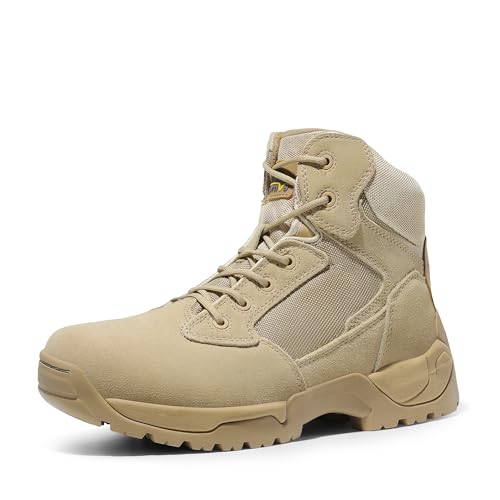 NORTIV 8 Herren Militärstiefel Einsatzstiefel mit Reißverschluss Taktische Boot Security Stiefel Kampfstiefel Springerstiefel Armee Outdoor Trekking Schuhe,Size 43,Sand,ALLOY von NORTIV 8