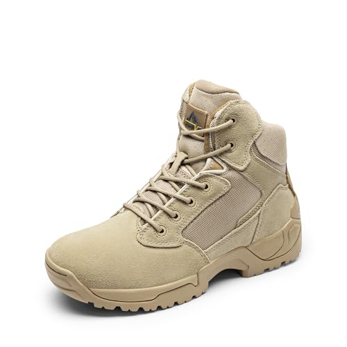NORTIV 8 Herren Militärstiefel Einsatzstiefel mit Reißverschluss Taktische Boot Security Stiefel Kampfstiefel Springerstiefel Armee Outdoor Trekking Schuhe,Size 44.5,Sand,ALLOY von NORTIV 8