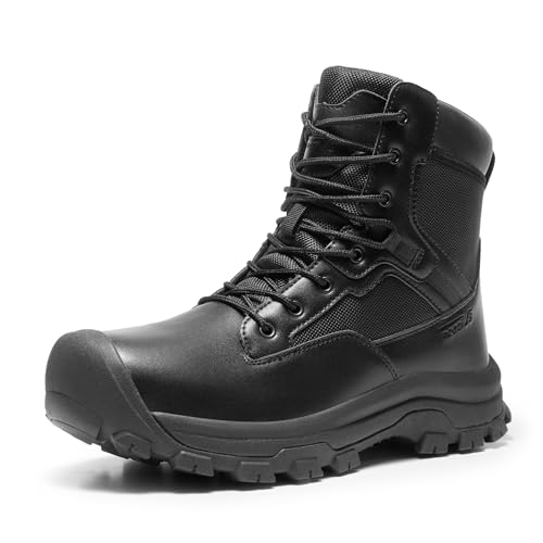 NORTIV 8 Herren Militärische Taktische Arbeitsstiefel Leder Motorrad Kampfstiefel,Size 46,Schwarz,SNMT247M von NORTIV 8