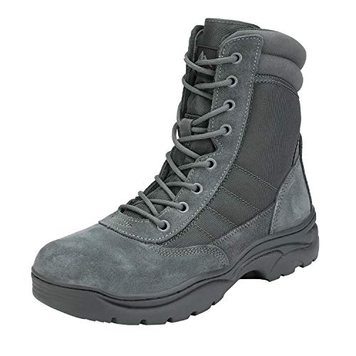 NORTIV 8 Herren Militärische Taktische Arbeitsstiefel Security Einsatzstiefel Boot Zipper Militär Kampfstiefel Springerstiefel,Size 46,Dunkel/Grau T,Trooper von NORTIV 8