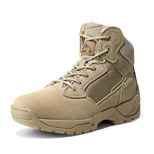 NORTIV 8 Herren Militärstiefel Einsatzstiefel mit Reißverschluss Taktische Boot Security Stiefel Kampfstiefel Springerstiefel Armee Outdoor Trekking Schuhe,Size 41W,Sand,ALLOY-W von NORTIV 8