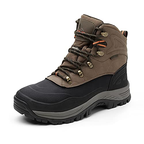 NORTIV 8 Herren Snow Winter Isolierte wasserdichte Outdoor-Stiefel,Size 44.5,Braun Schwarz,A0014 von NORTIV 8