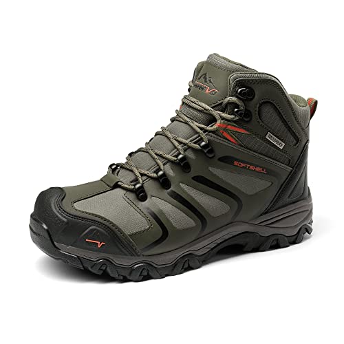 NORTIV 8 Herren Outdoorschuhe Wanderstiefel Trekking Wanderschuhe Wasserdicht Mid Kletterschuhe Bergsteigen Klettern Wandern Schuhe Hiking Boots,Size 41,Armee/Grün/Schwarz/Orange,160448_M-E von NORTIV 8