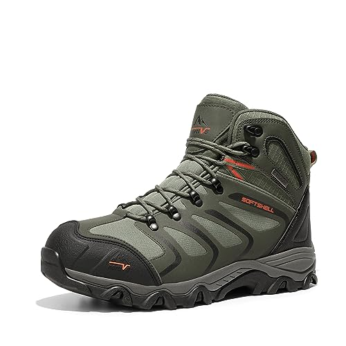 NORTIV 8 Herren Outdoorschuhe Wanderstiefel Trekking Wanderschuhe Wasserdicht Mid Kletterschuhe Bergsteigen Klettern Wandern Schuhe Hiking Boots,Size 43,Armee/Grün/Schwarz/Orange,160448_M-E von NORTIV 8