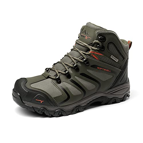 NORTIV 8 Herren Trekkingschuhe Wanderschuhe Outdoorschuhe Wanderstiefel Wasserdicht Hiking Boots Kletterschuhe Bergsteigen Klettern Wandern Schuhe Armee/GRÜN/SCHWARZ/ORANGE 160448_M-E Größe 47 (EUR) von NORTIV 8