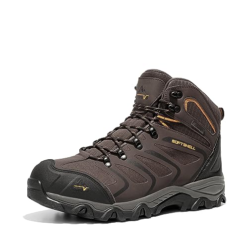 NORTIV 8 Herren Outdoorschuhe Wanderstiefel Trekking Wanderschuhe Wasserdicht Mid Kletterschuhe Bergsteigen Klettern Wandern Schuhe Hiking Boots,Size 44,Braun/Schwarz/Hellbraun,160448_M-E von NORTIV 8