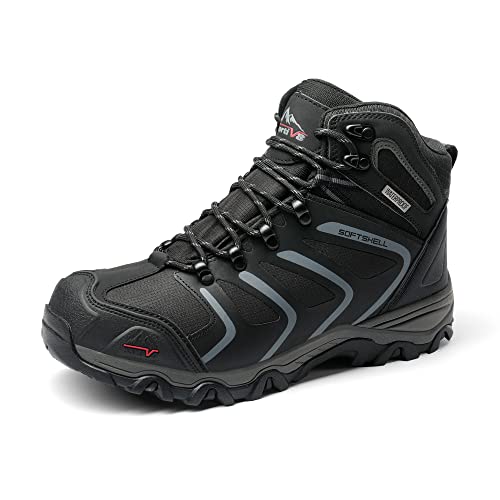 NORTIV 8 Herren Outdoorschuhe Wanderstiefel Trekking Wanderschuhe Wasserdicht Mid Kletterschuhe Bergsteigen Klettern Wandern Schuhe Hiking Boots,Size 44,Schwarz/Dunkel/Grau,160448_M-E von NORTIV 8