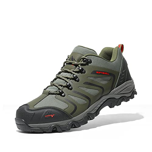 NORTIV 8 Herren Wanderschuhe Trekkingschuhe Outdoorschuhe Wasserdicht Hiking Shoes Kletterschuhe Bergsteigen Klettern Wandern Schuhe Armee/GRÜN/SCHWARZ/ORANGE 160448_Low-E Größe 40 (EUR) von NORTIV 8