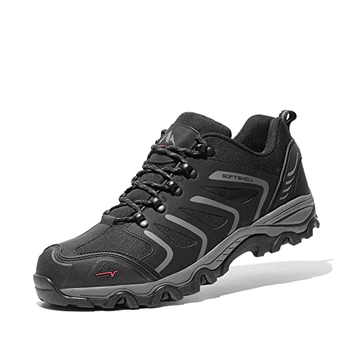 NORTIV 8 Herren Wanderschuhe Trekkingschuhe Outdoorschuhe Wasserdicht Hiking Shoes Kletterschuhe Bergsteigen Klettern Wandern Schuhe SCHWARZ/DUNKEL/GRAU 160448_Low-E Größe 44 (EUR) von NORTIV 8